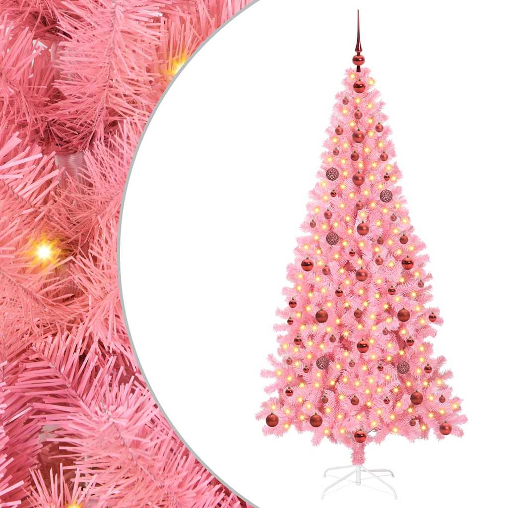 Juletre med 300 LED med stativ Rosa 210 cm PVC
