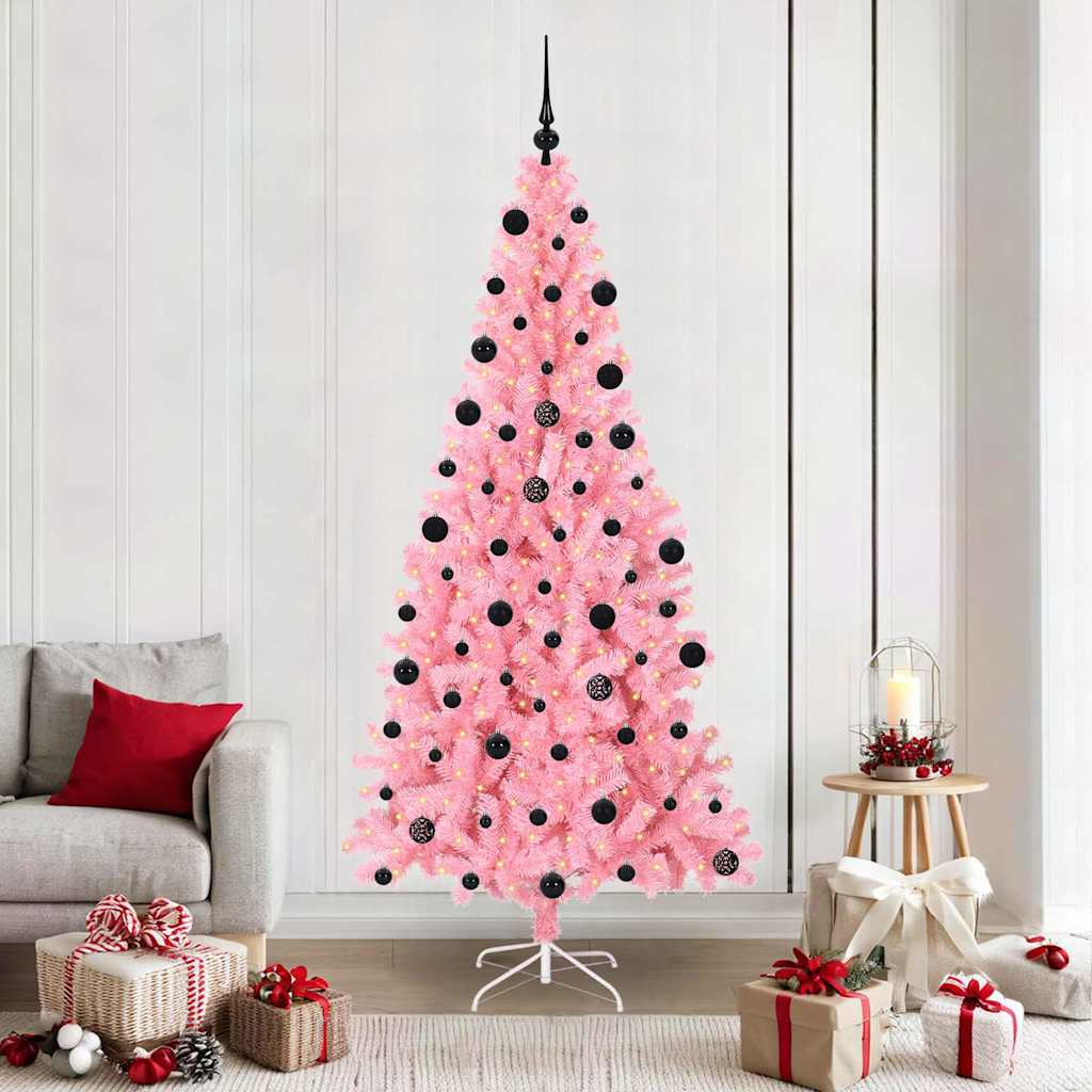 Juletre med 300 LED med stativ Rosa 210 cm PVC