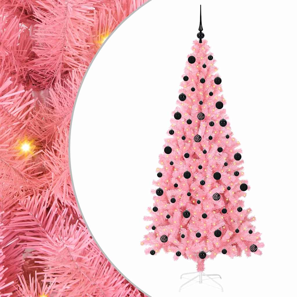 Juletre med 300 LED med stativ Rosa 210 cm PVC