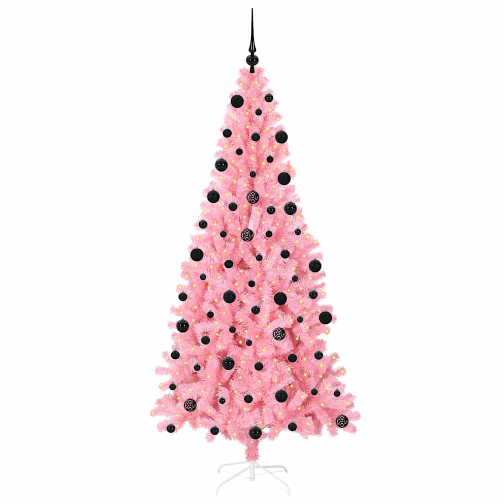 Juletre med 300 LED med stativ Rosa 210 cm PVC