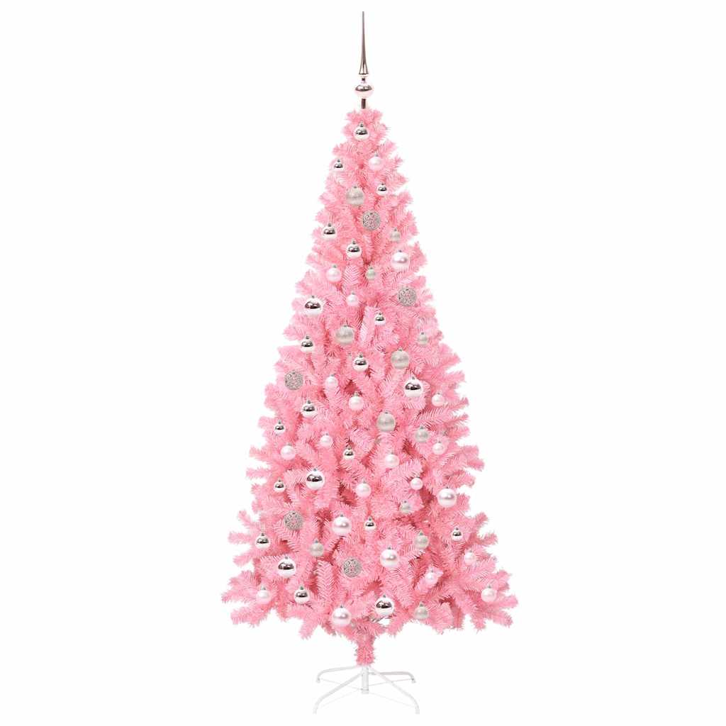 Juletre med 300 LED med stativ Rosa 210 cm PVC