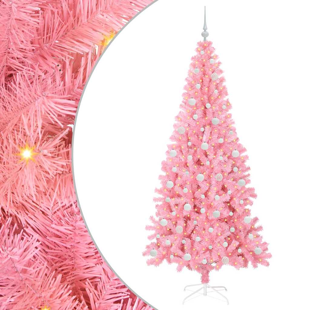 Juletre med 300 LED med stativ Rosa 210 cm PVC