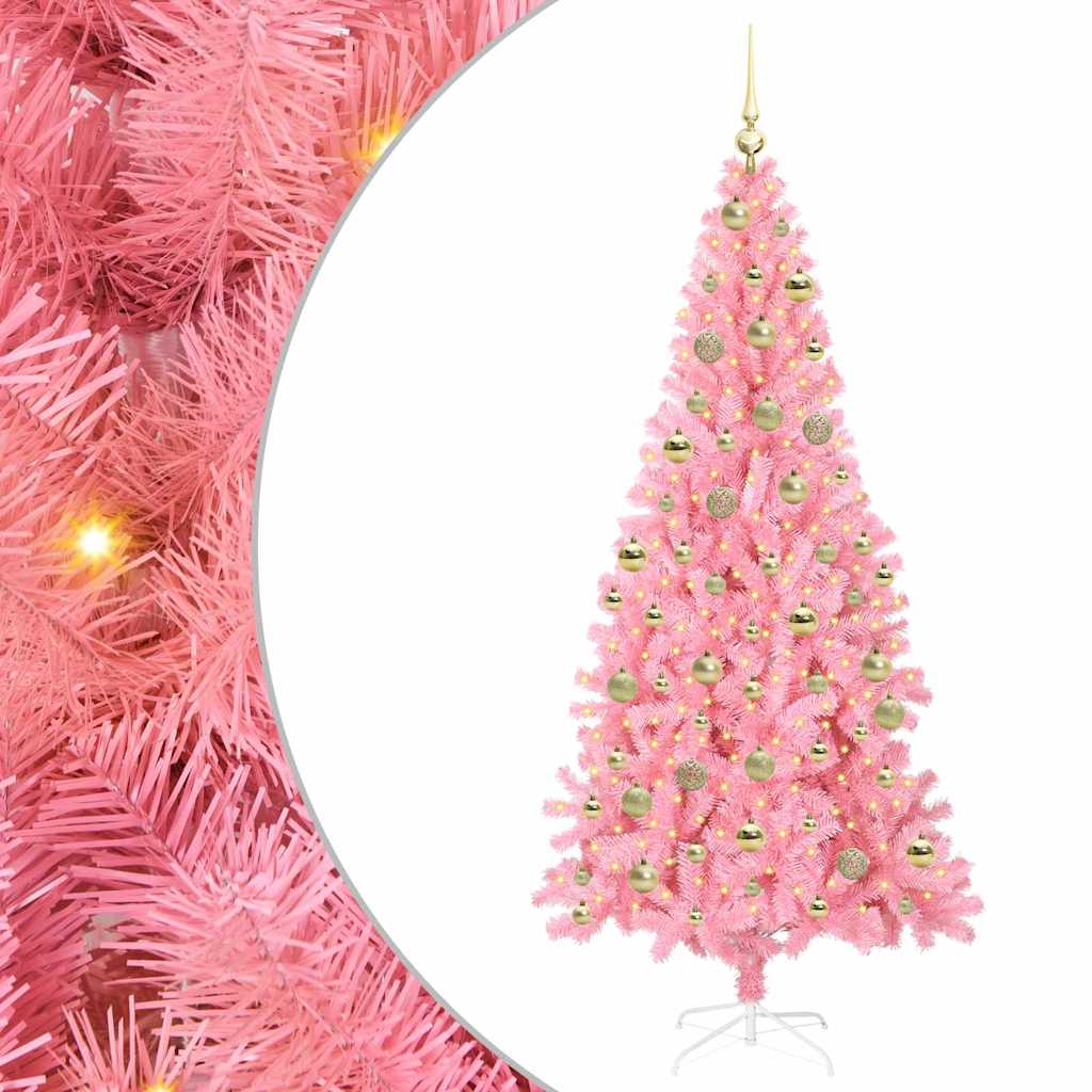 Juletre med 300 LED med stativ Rosa 210 cm PVC