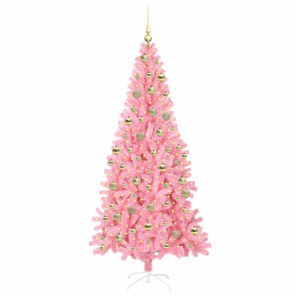 Juletre med 300 LED med stativ Rosa 210 cm PVC