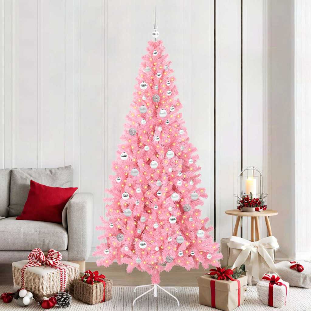 Juletre med 300 LED med stativ Rosa 210 cm PVC