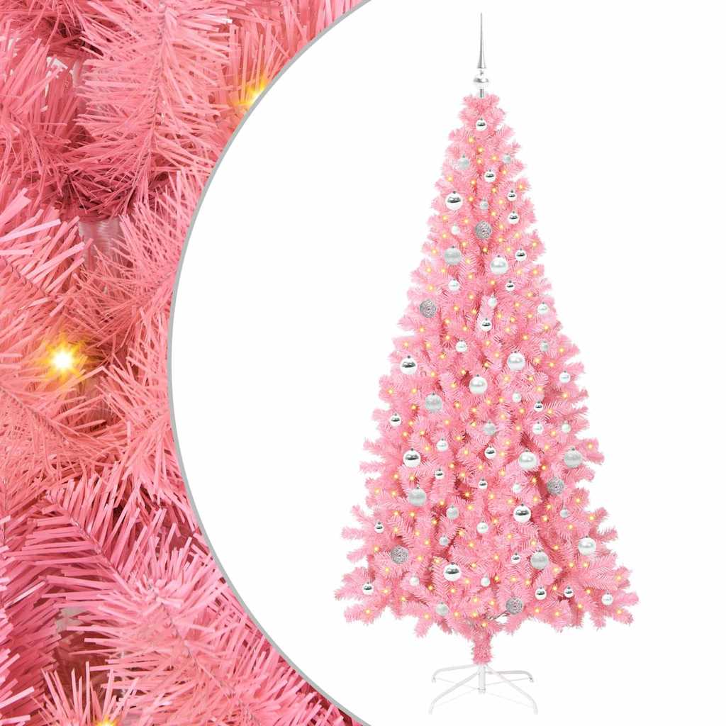 Juletre med 300 LED med stativ Rosa 210 cm PVC
