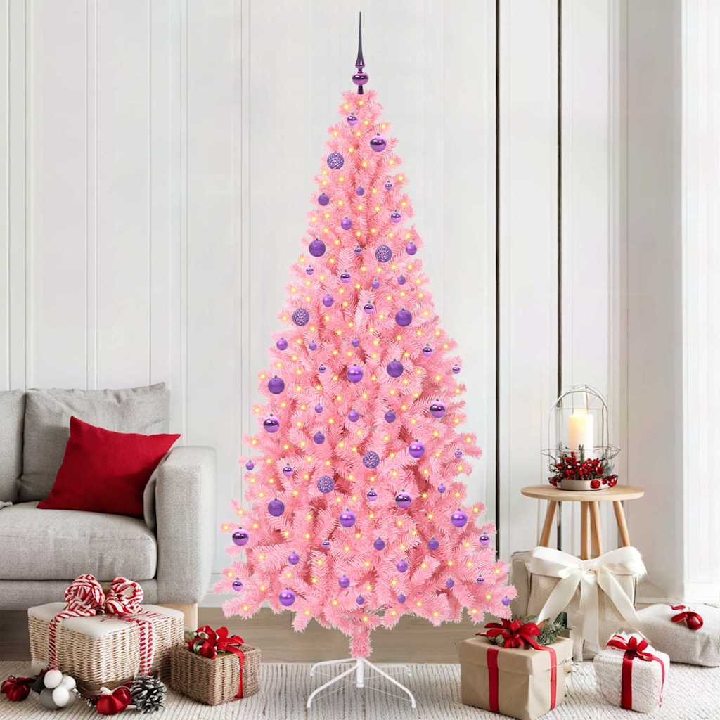 Juletre med 300 LED med stativ Rosa 210 cm PVC