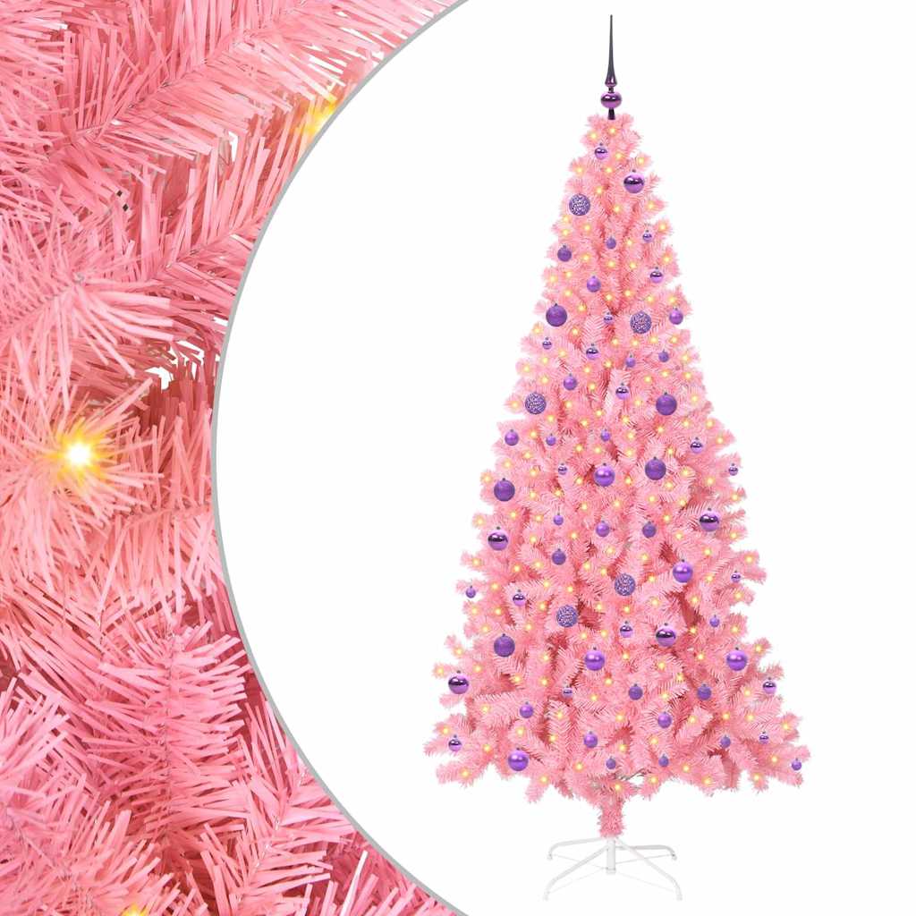 Juletre med 300 LED med stativ Rosa 210 cm PVC
