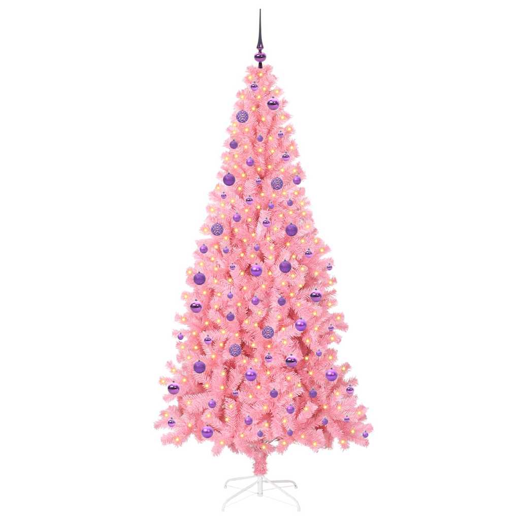 Juletre med 300 LED med stativ Rosa 210 cm PVC