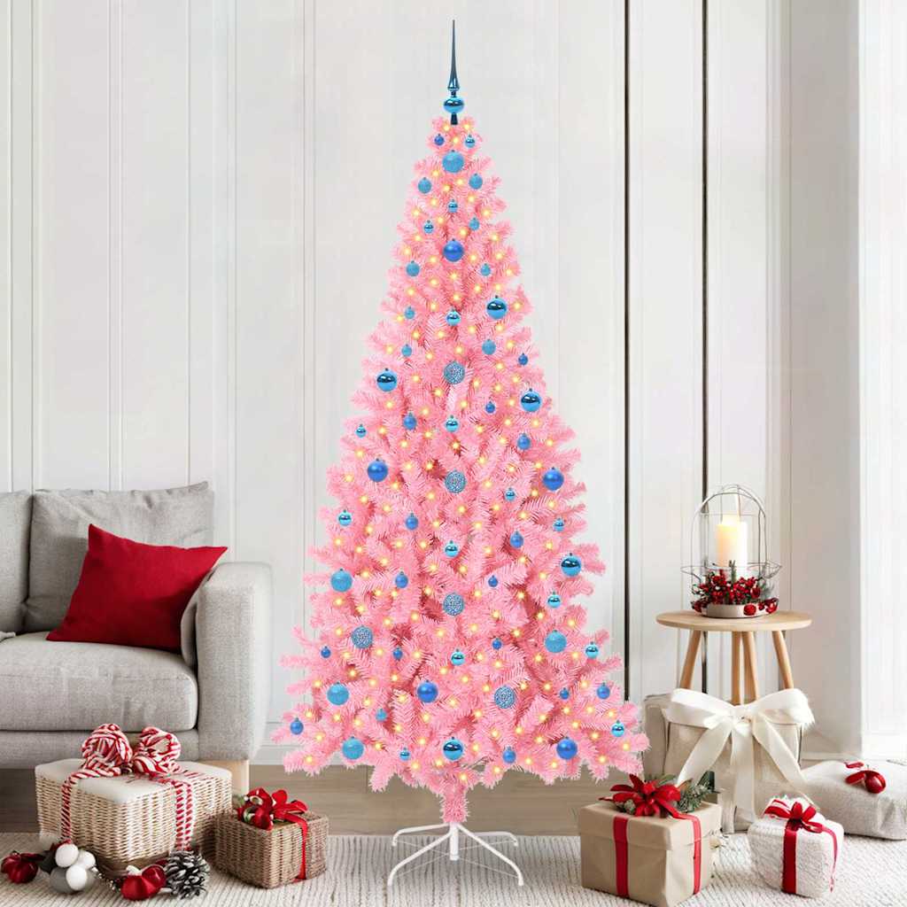 Juletre med 300 LED med stativ Rosa 210 cm PVC