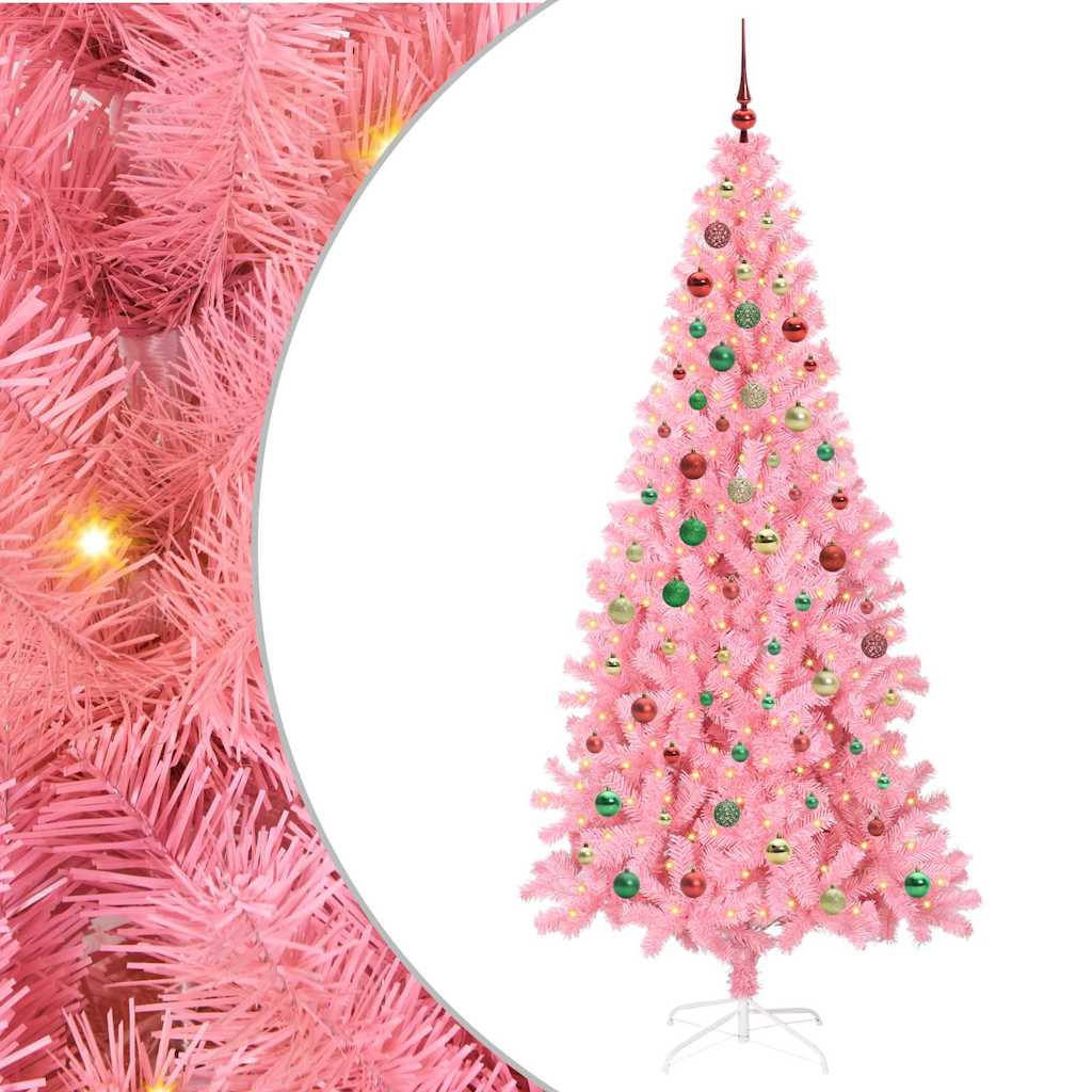 Juletre med 300 LED med stativ Rosa 210 cm PVC