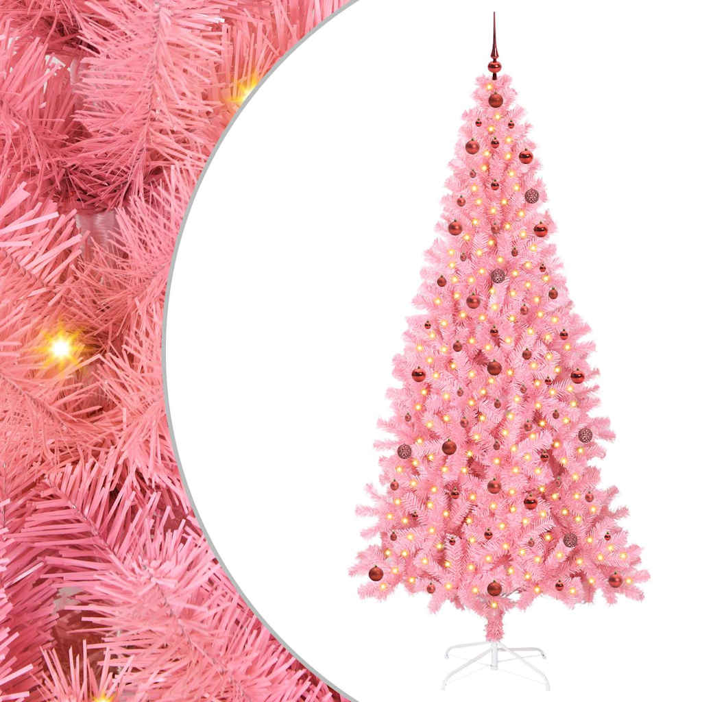 Juletre med 300 LED med stativ Rosa 240 cm PVC