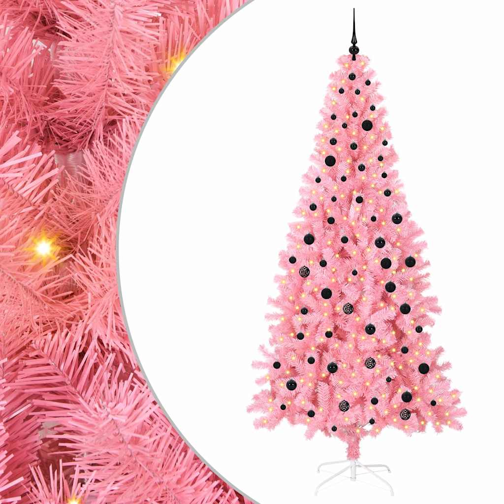 Juletre med 300 LED med stativ Rosa 240 cm PVC