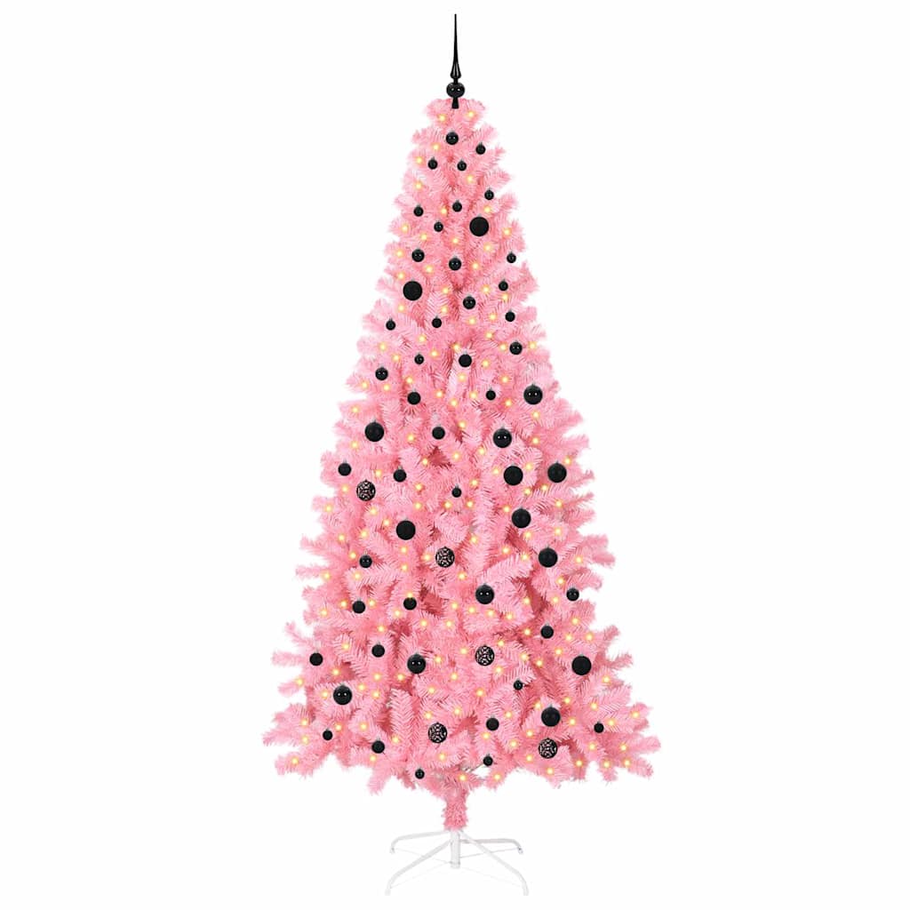Juletre med 300 LED med stativ Rosa 240 cm PVC