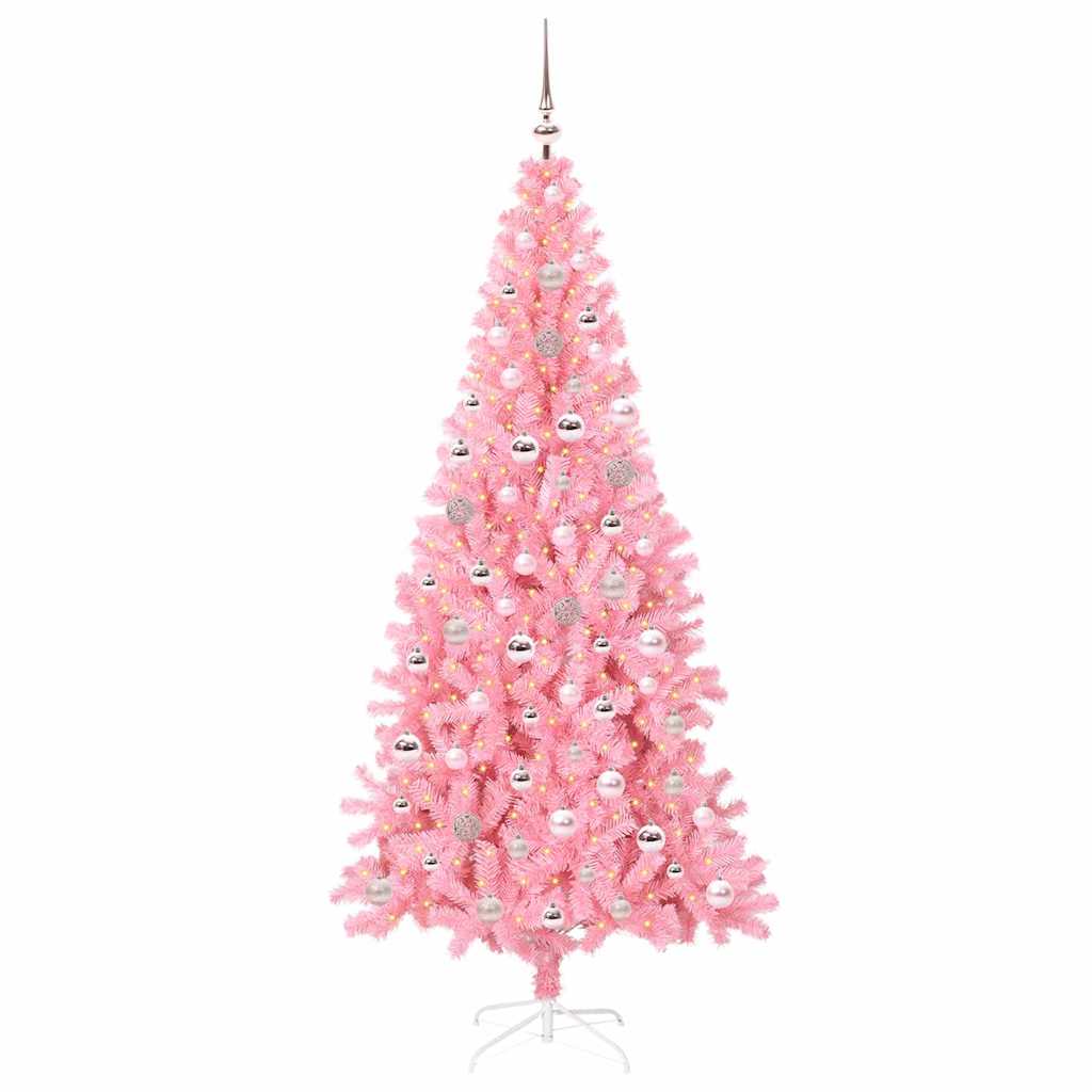 Juletre med 300 LED med stativ Rosa 240 cm PVC