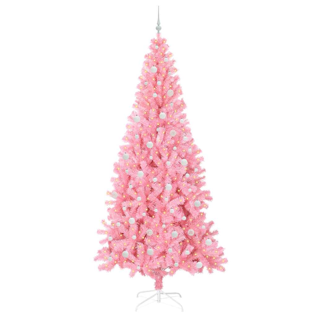 Juletre med 300 LED med stativ Rosa 240 cm PVC