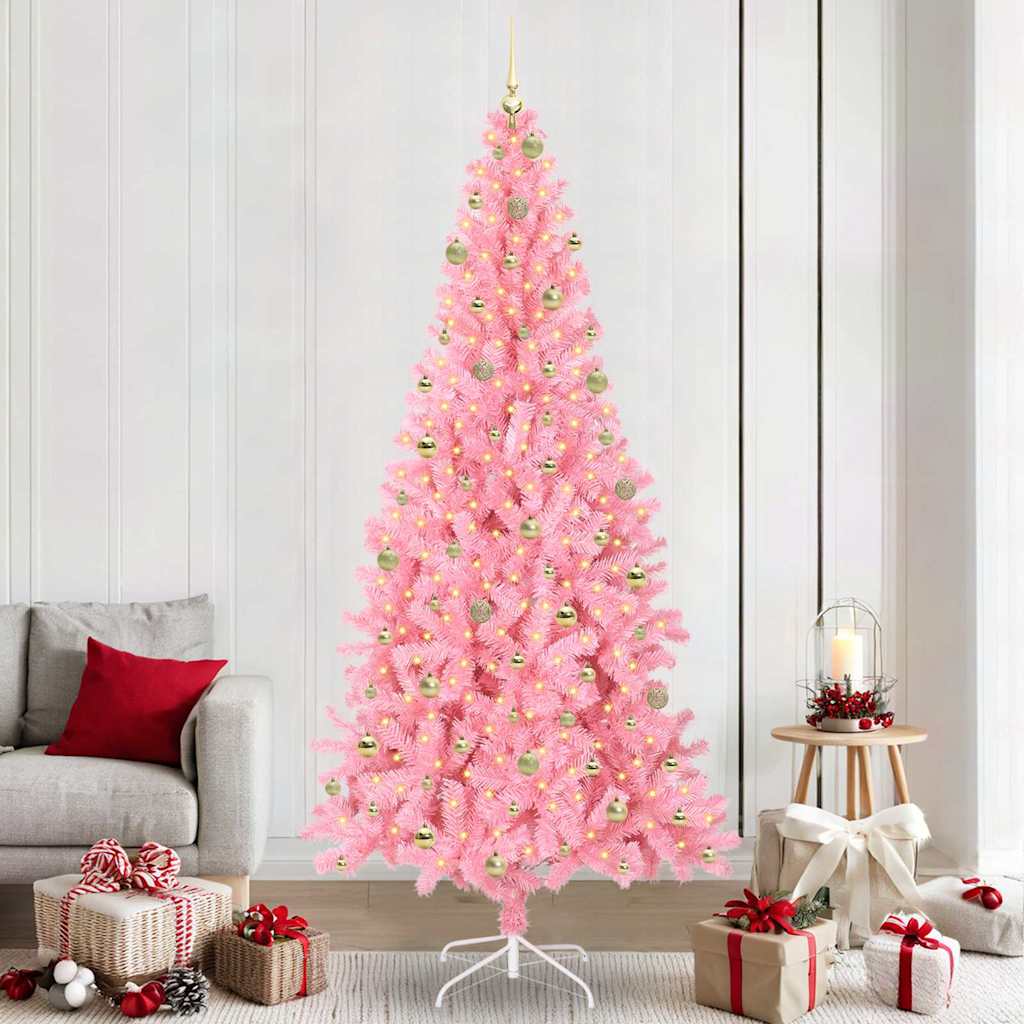 Juletre med 300 LED med stativ Rosa 240 cm PVC