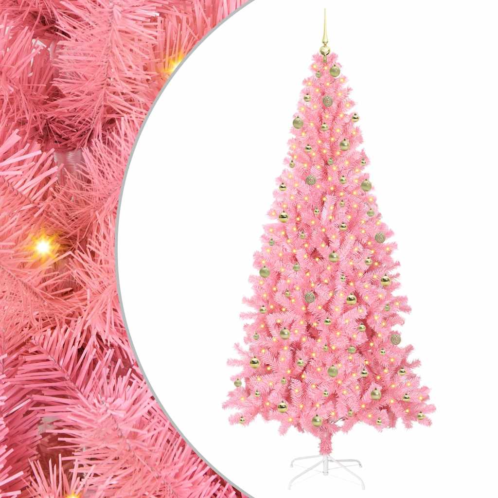 Juletre med 300 LED med stativ Rosa 240 cm PVC