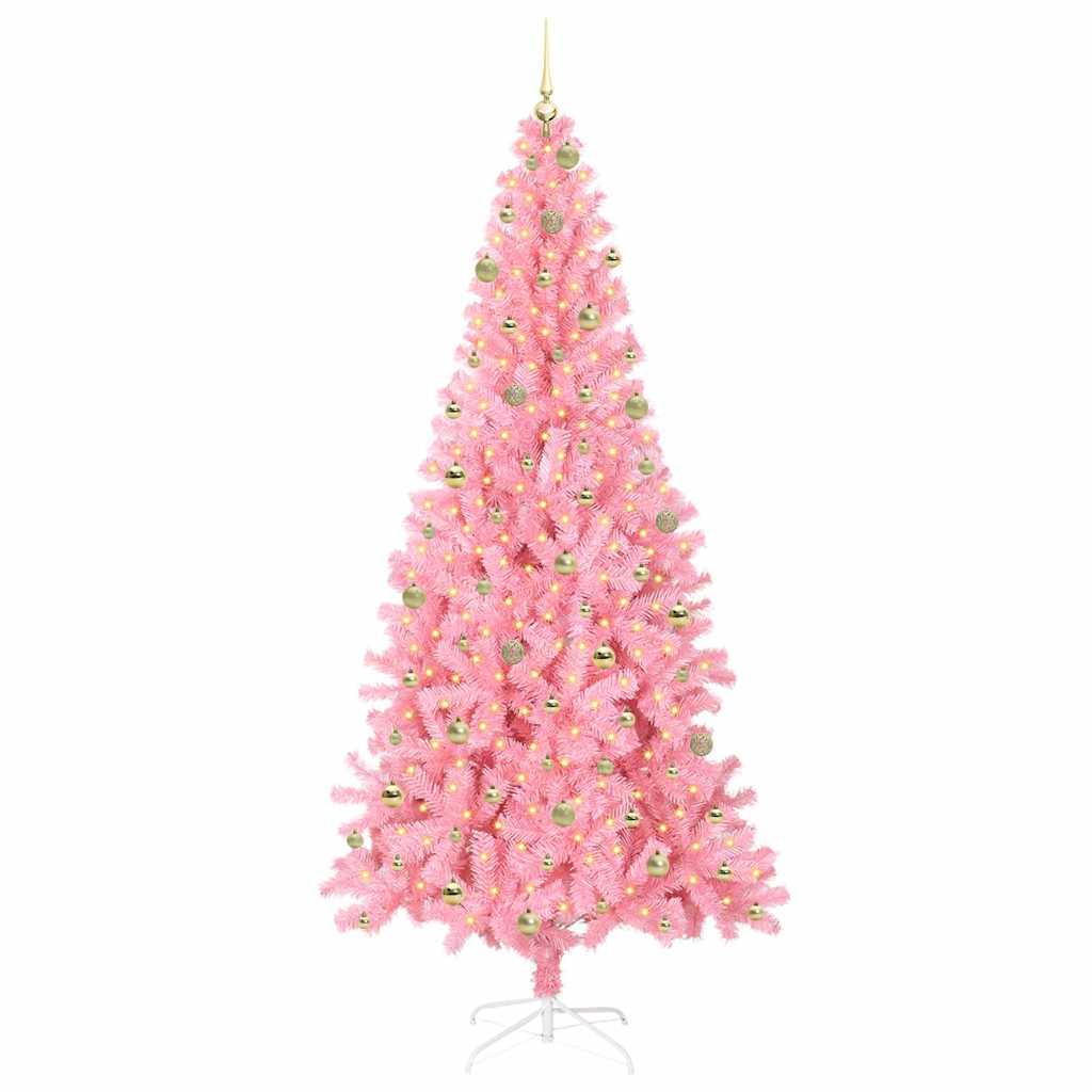 Juletre med 300 LED med stativ Rosa 240 cm PVC