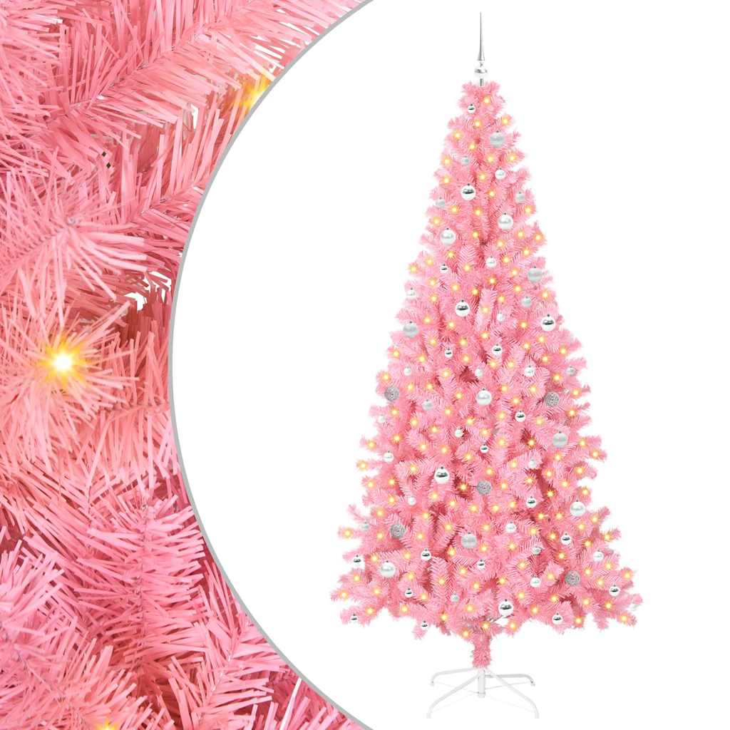 Juletre med 300 LED med stativ Rosa 240 cm PVC