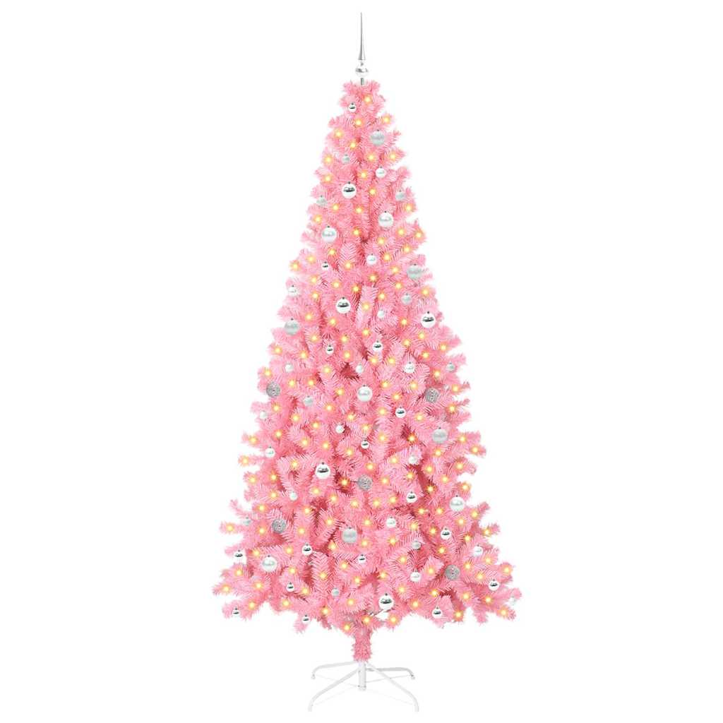 Juletre med 300 LED med stativ Rosa 240 cm PVC