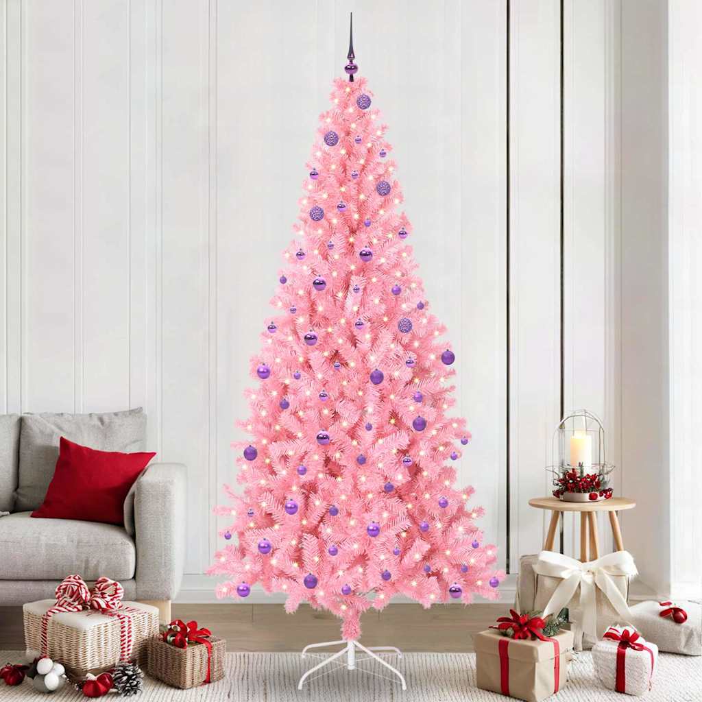 Juletre med 300 LED med stativ Rosa 240 cm PVC