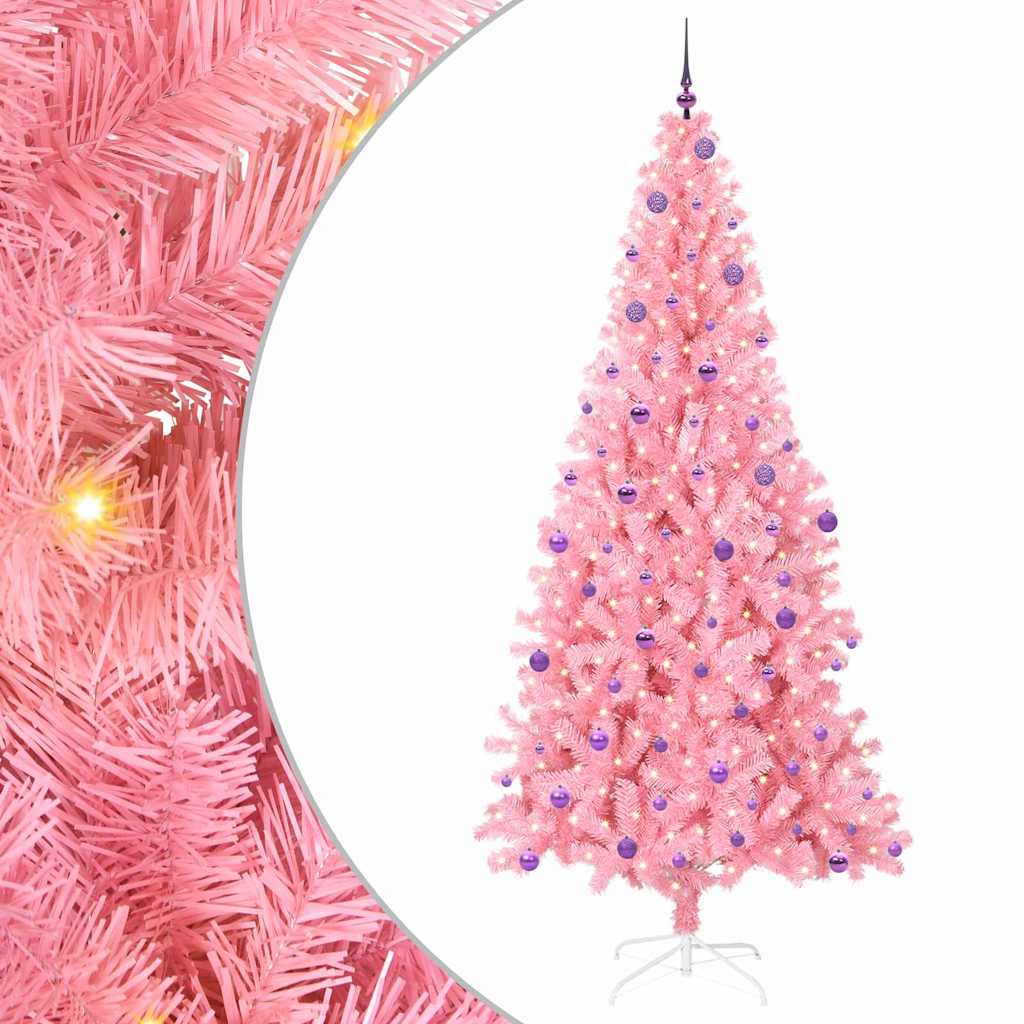 Juletre med 300 LED med stativ Rosa 240 cm PVC