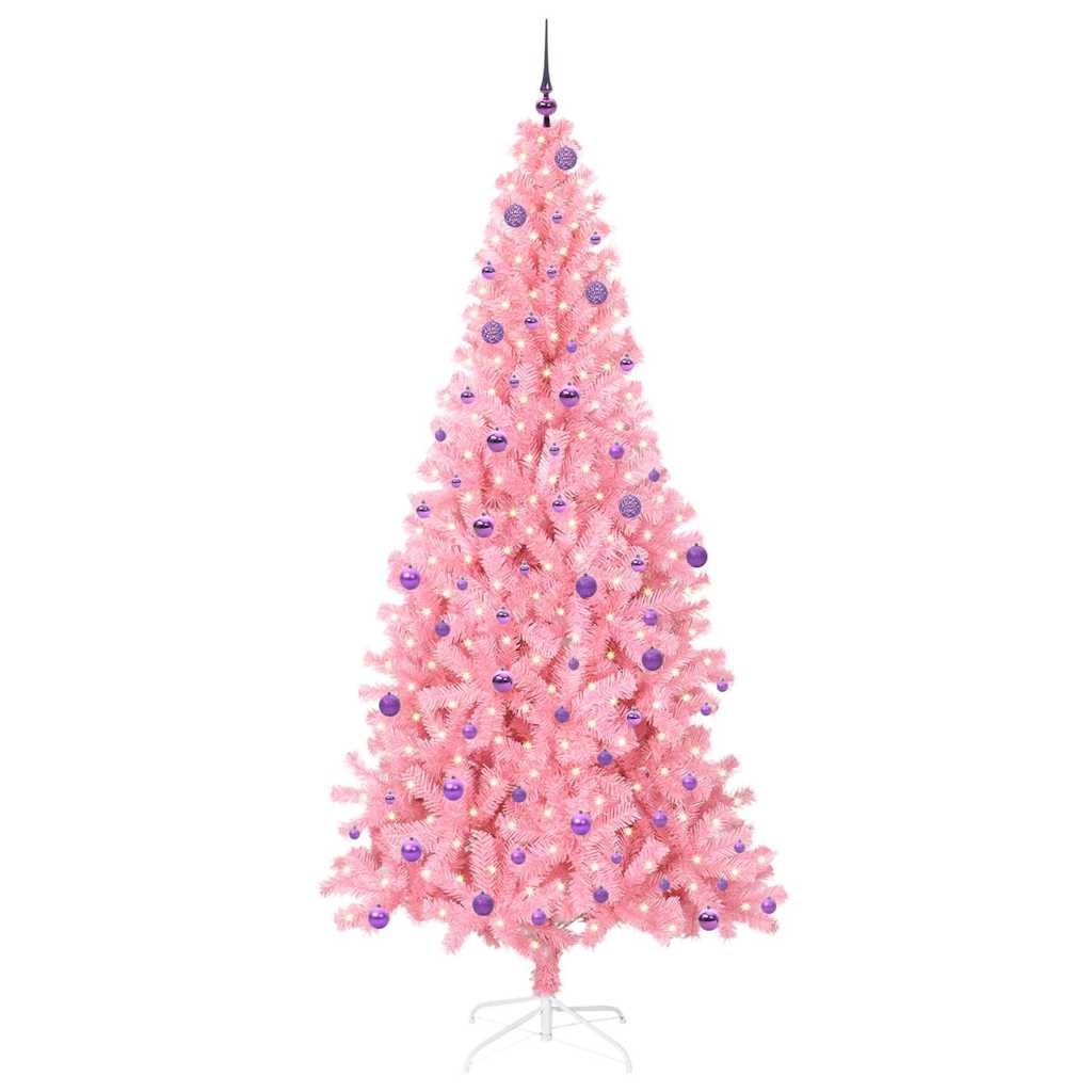 Juletre med 300 LED med stativ Rosa 240 cm PVC