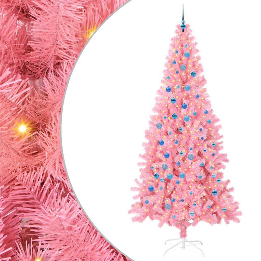 Juletre med 300 LED med stativ Rosa 240 cm PVC