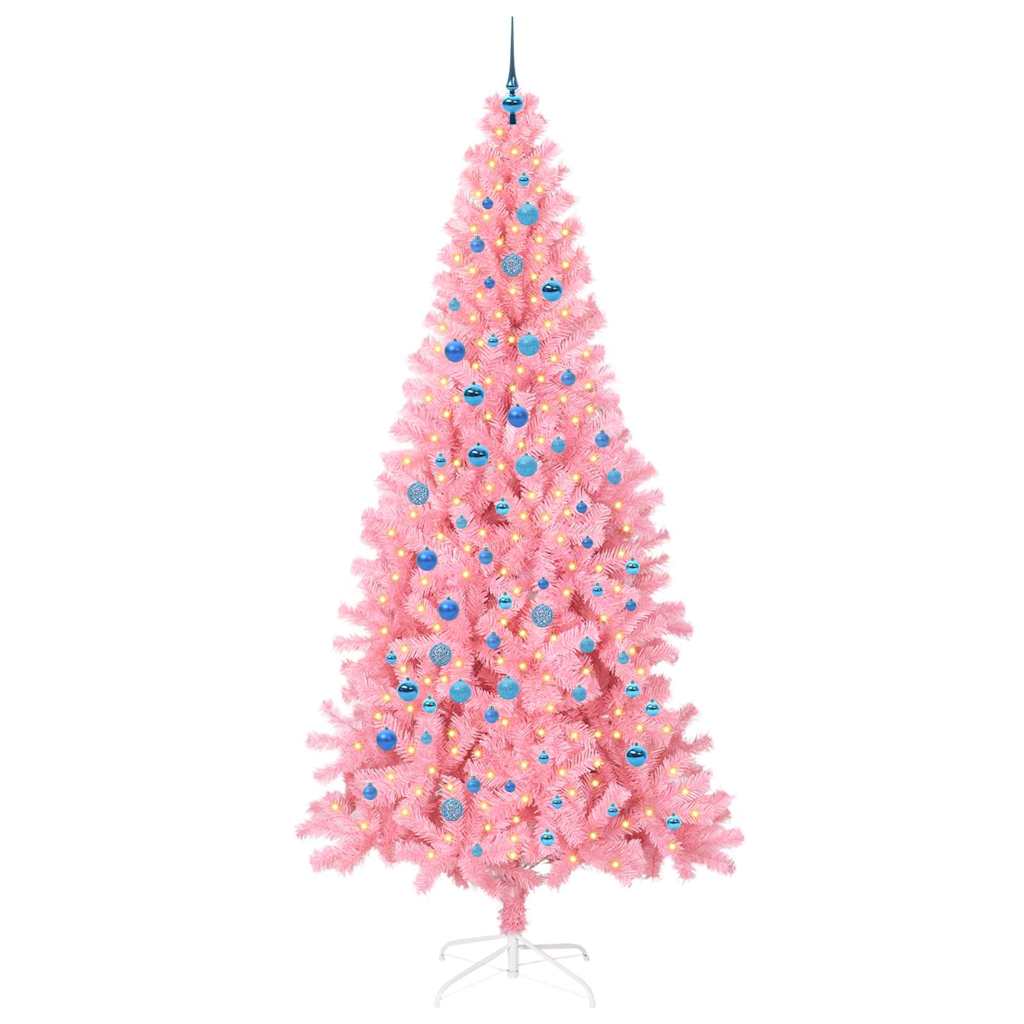 Juletre med 300 LED med stativ Rosa 240 cm PVC