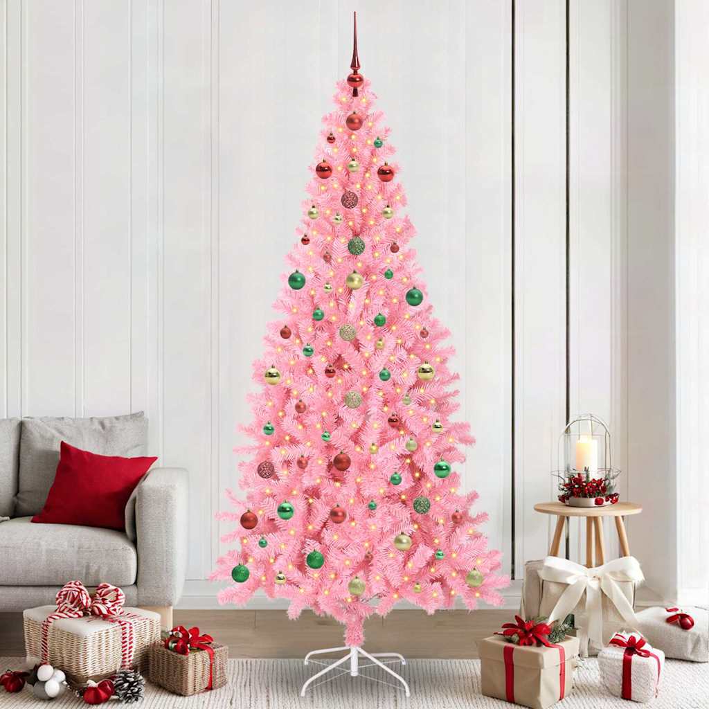 Juletre med 300 LED med stativ Rosa 240 cm PVC