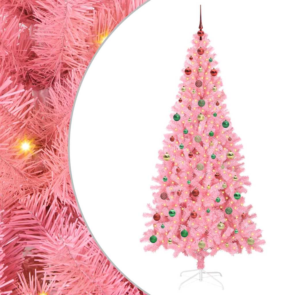 Juletre med 300 LED med stativ Rosa 240 cm PVC