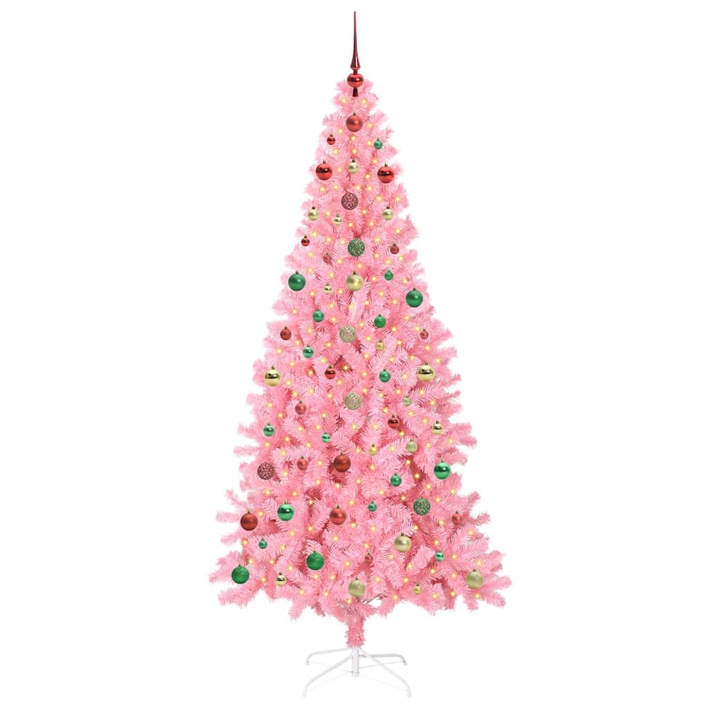 Juletre med 300 LED med stativ Rosa 240 cm PVC