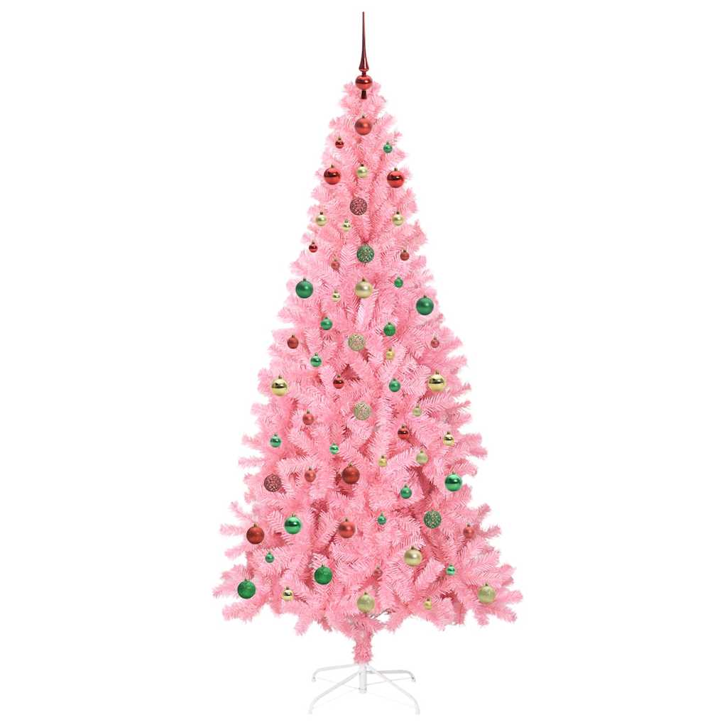 Juletre med 300 LED med stativ Rosa 240 cm PVC