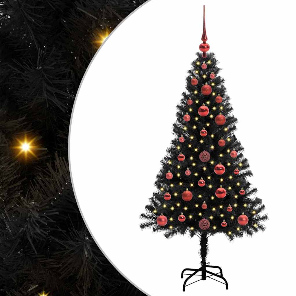 Juletre med 150 LED med stativ Svart 120 cm PVC