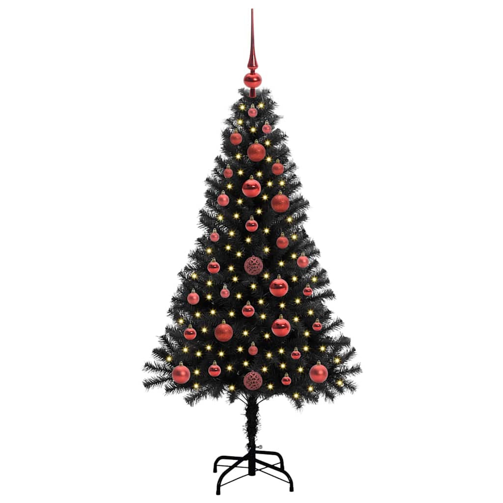 Juletre med 150 LED med stativ Svart 120 cm PVC vidaXL