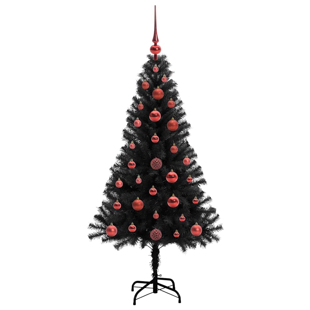 Juletre med 150 LED med stativ Svart 120 cm PVC