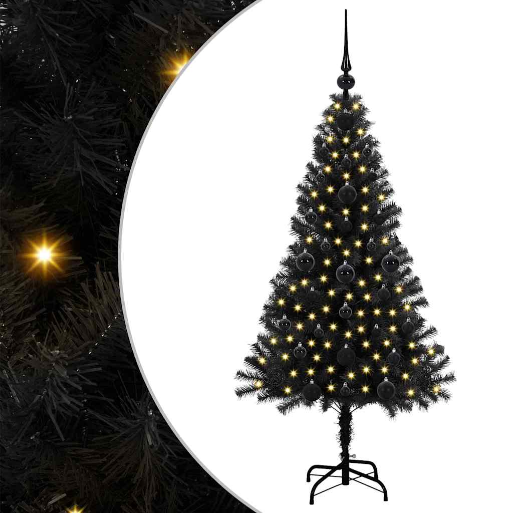 Juletre med 150 LED med stativ Svart 120 cm PVC