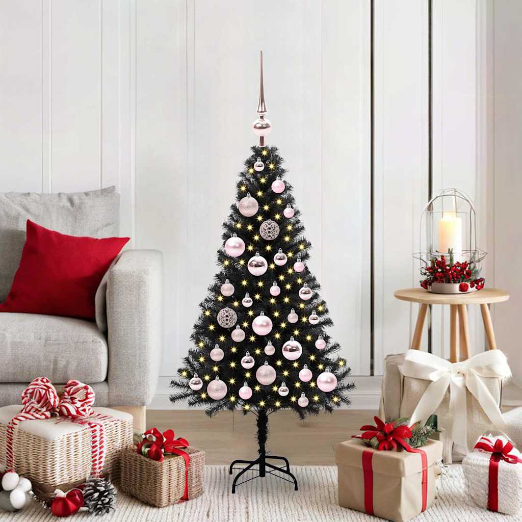 Juletre med 150 LED med stativ Svart 120 cm PVC vidaXL