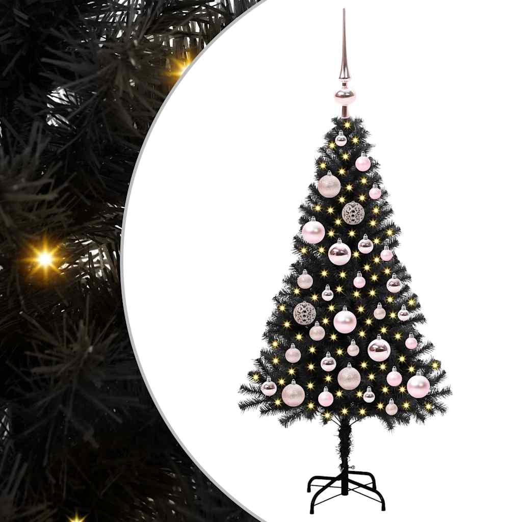 Juletre med 150 LED med stativ Svart 120 cm PVC