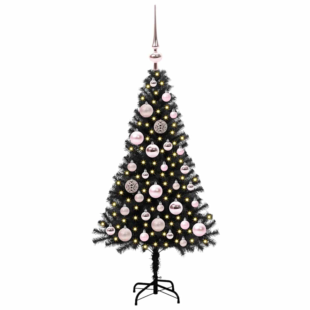 Juletre med 150 LED med stativ Svart 120 cm PVC
