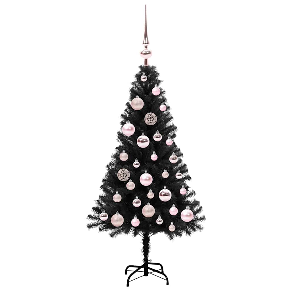 Juletre med 150 LED med stativ Svart 120 cm PVC