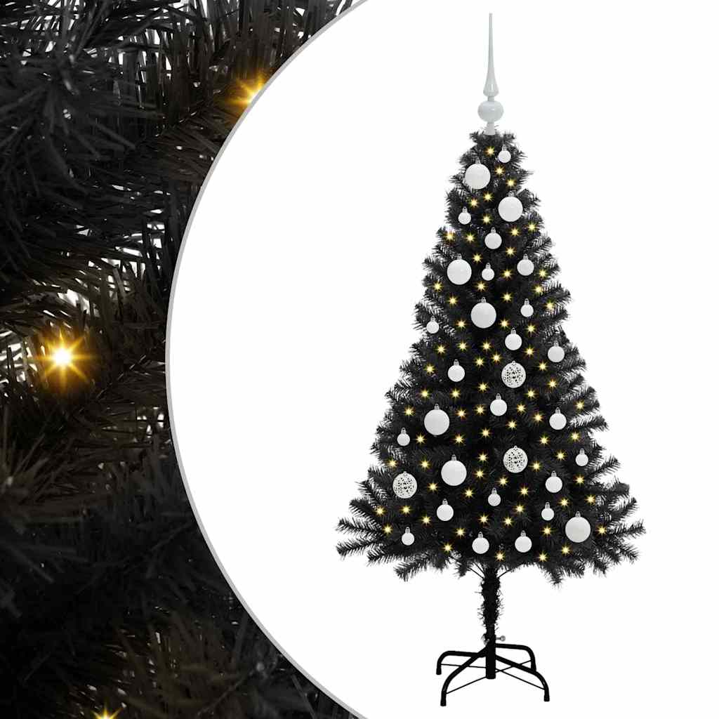 Juletre med 150 LED med stativ Svart 120 cm PVC