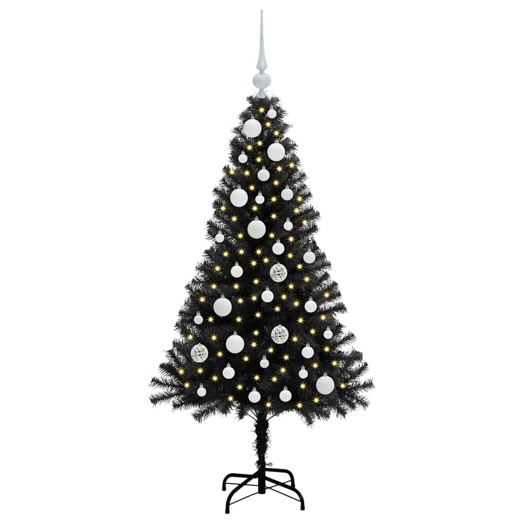Juletre med 150 LED med stativ Svart 120 cm PVC