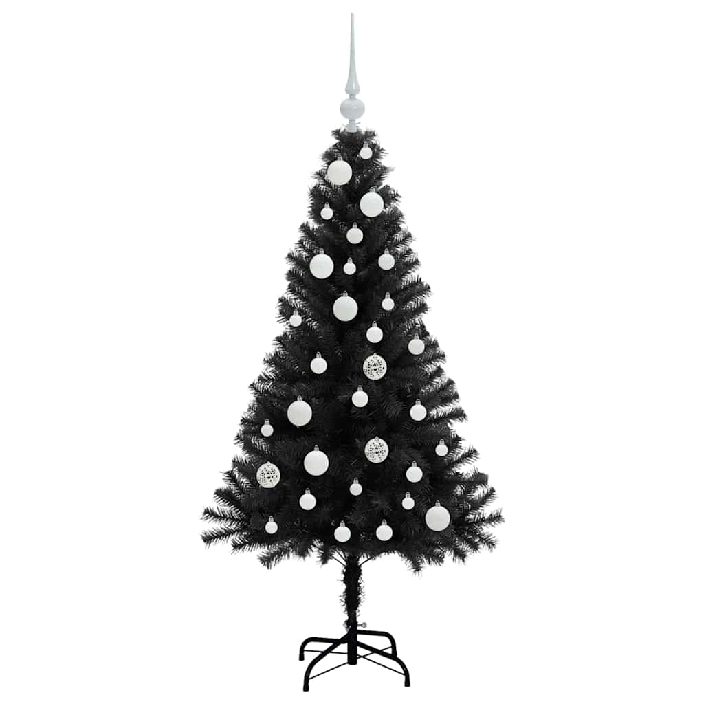 Juletre med 150 LED med stativ Svart 120 cm PVC