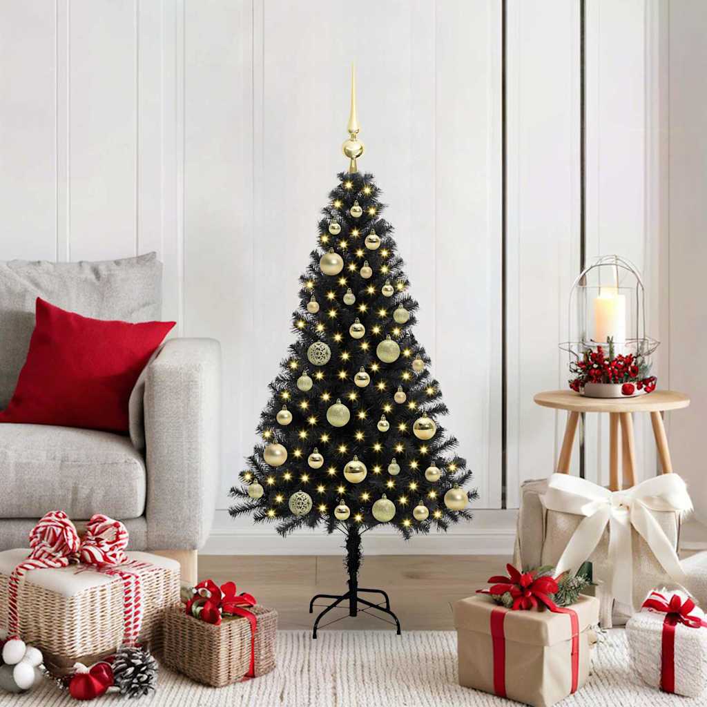 Juletre med 150 LED med stativ Svart 120 cm PVC