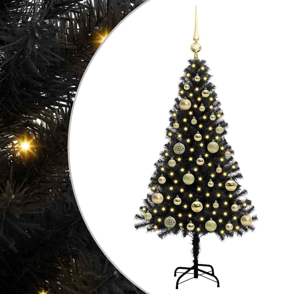 Juletre med 150 LED med stativ Svart 120 cm PVC