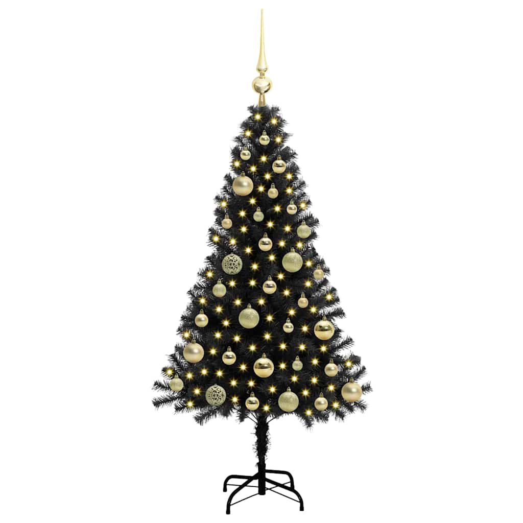 Juletre med 150 LED med stativ Svart 120 cm PVC vidaXL