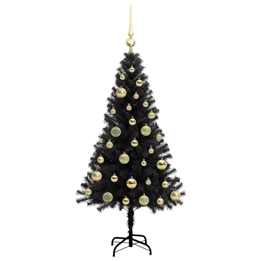 Juletre med 150 LED med stativ Svart 120 cm PVC vidaXL