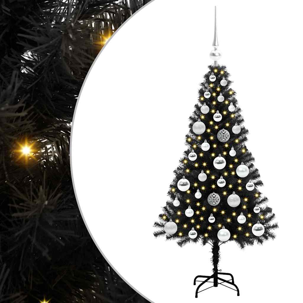 Juletre med 150 LED med stativ Svart 120 cm PVC